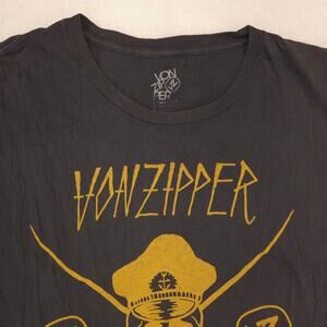 Von Zipper Shred the Gnarr Crew Neck Band T Shirt Mens Size Large L Gray